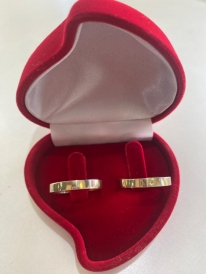 Par de aliança de ouro 12k anatômico suave, abaulado suave  3mm