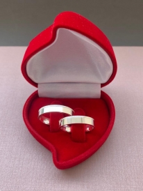 Par de aliança de prata unisex reta anatômica canto fosco 4mm