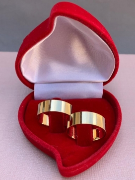 Par de aliança de ouro 18k reto reto 6mm