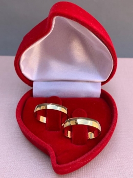 Par de aliança de ouro 18k reto abaulada  3mm